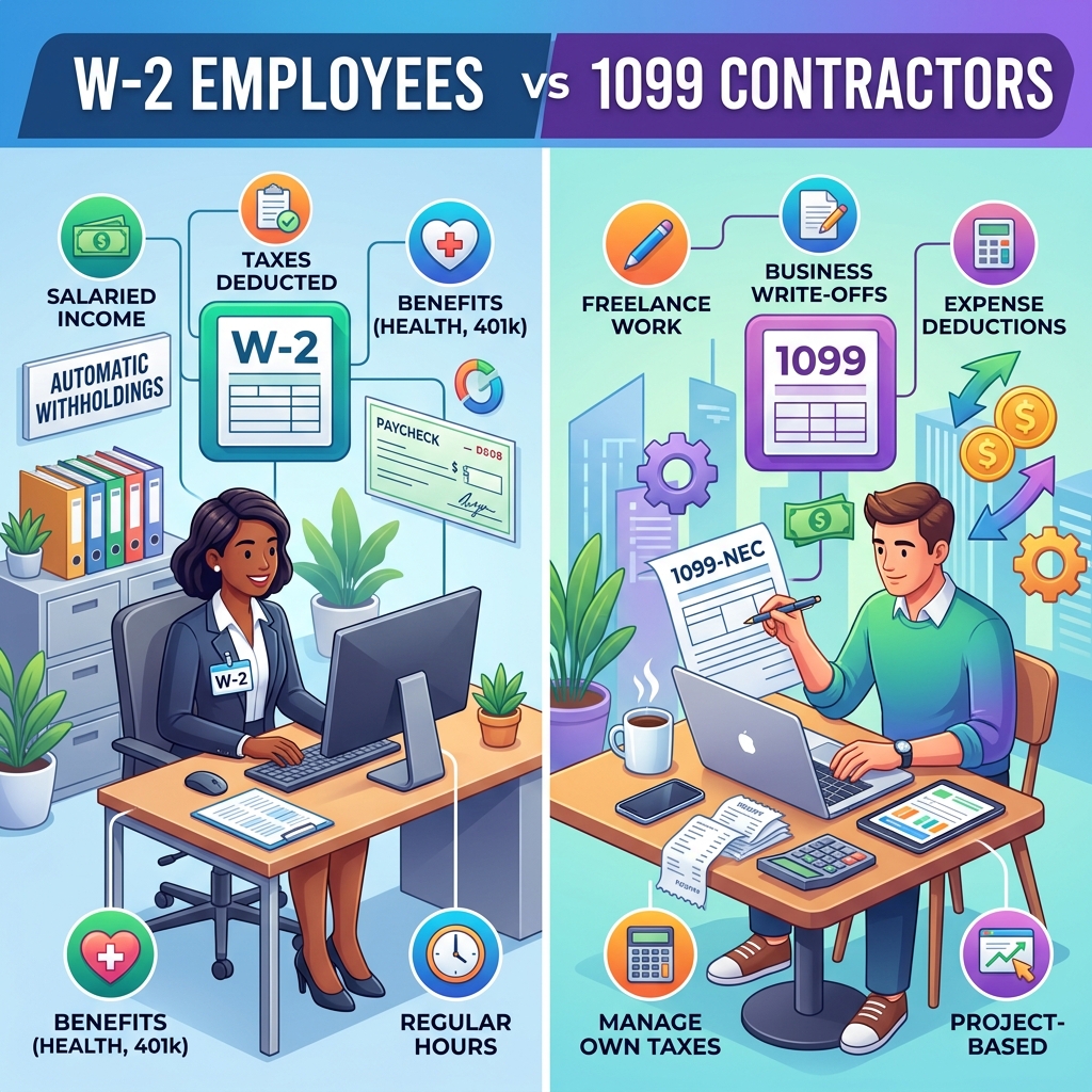 W-2 Employee vs 1099 Independent Contractor Taxes